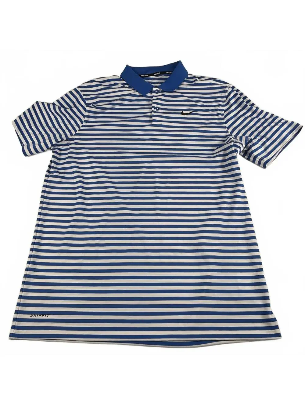Nike Golf Dri-FIT Men's Blue White Striped Shirt-Sleeve Performance Polo L